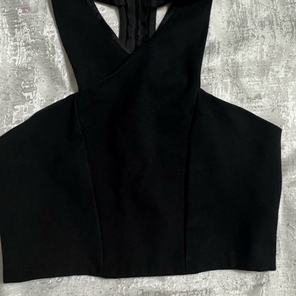 Express Black Asymmetrical Crop Tank Top